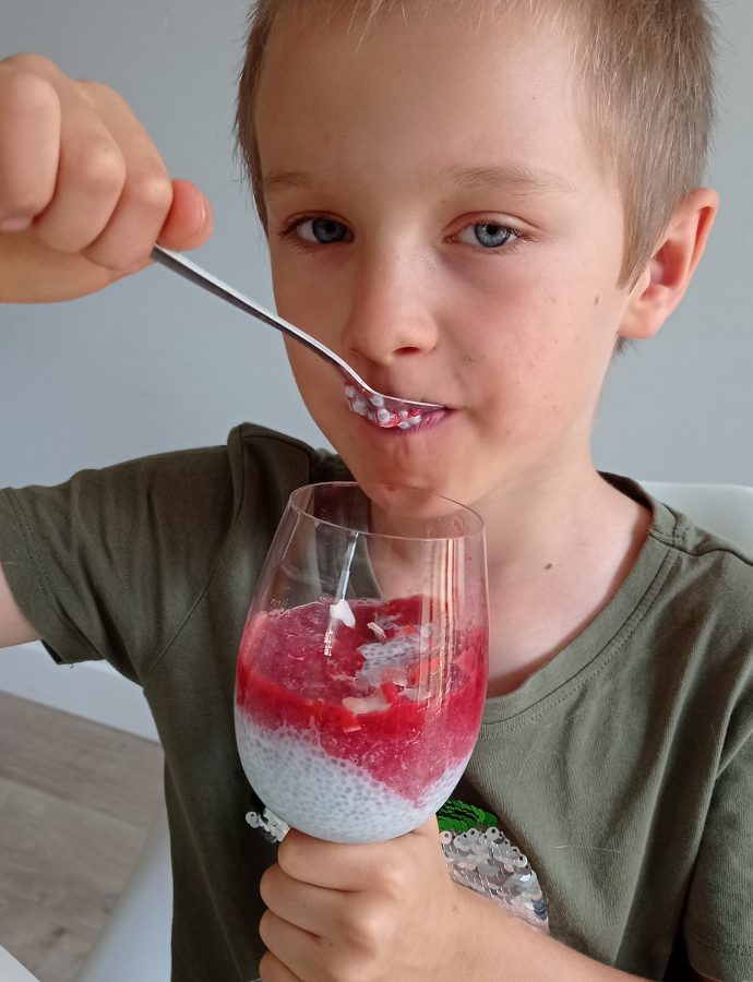 Deser chia z sorbetem owocowym- idealny na letnie podwieczorki dla całej rodziny